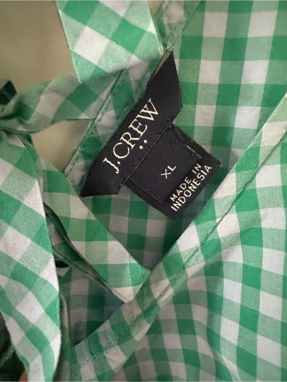 J. Crew Green Gingham Peplum Sleeveless Top